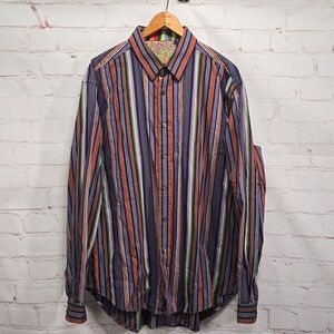 Robert Graham Multicolored Striped Button Down Men’s Shirt Size XL